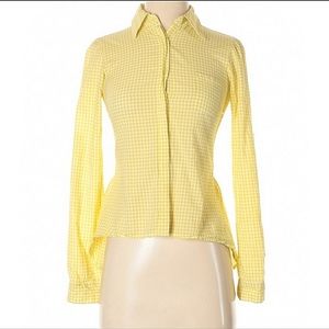 Xhilaration XS Long Sleeve Checkered Pattern Peplum Button-Down Shirt